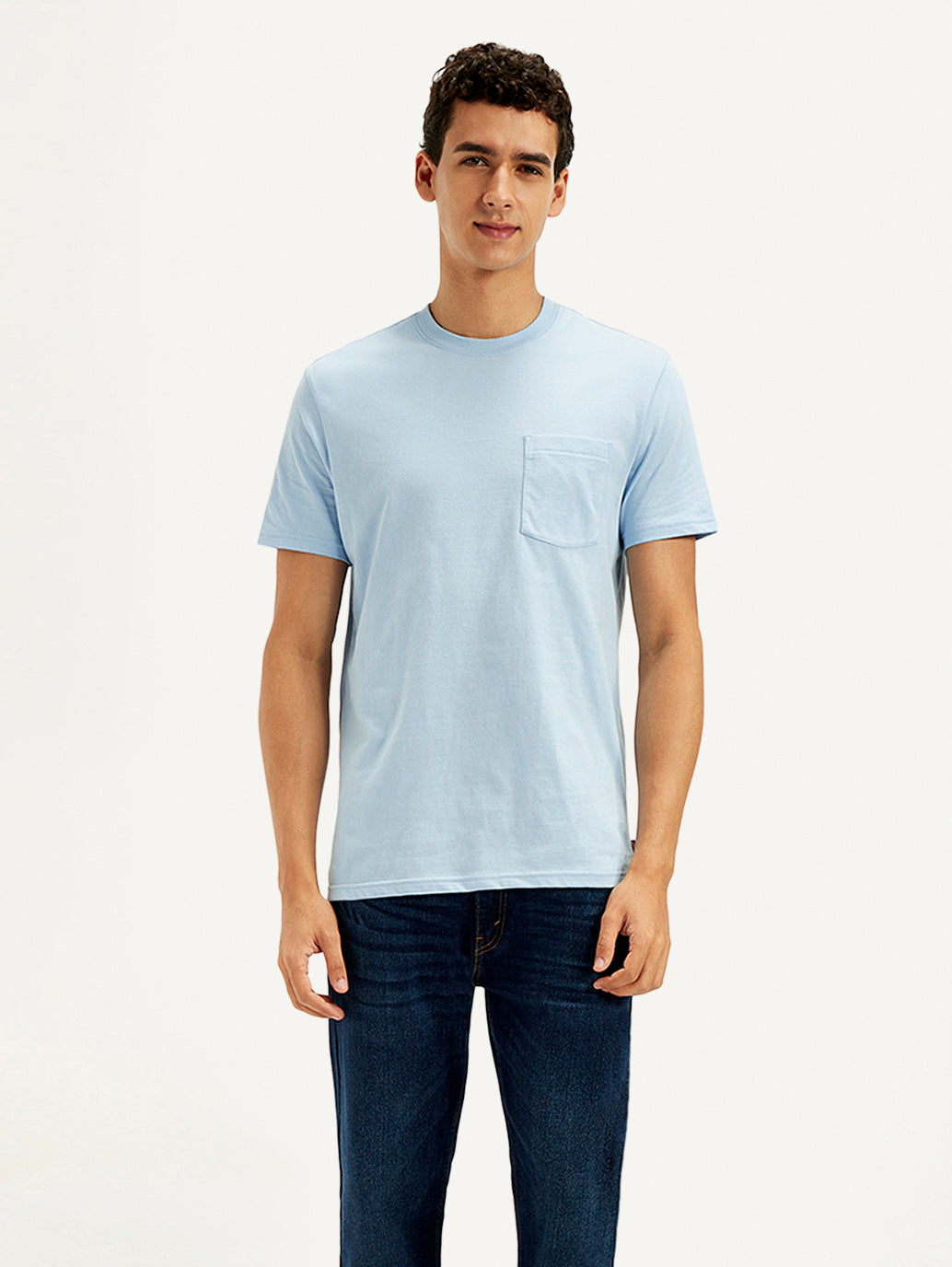 Men's Solid Round Neck T-Shirt - Front View