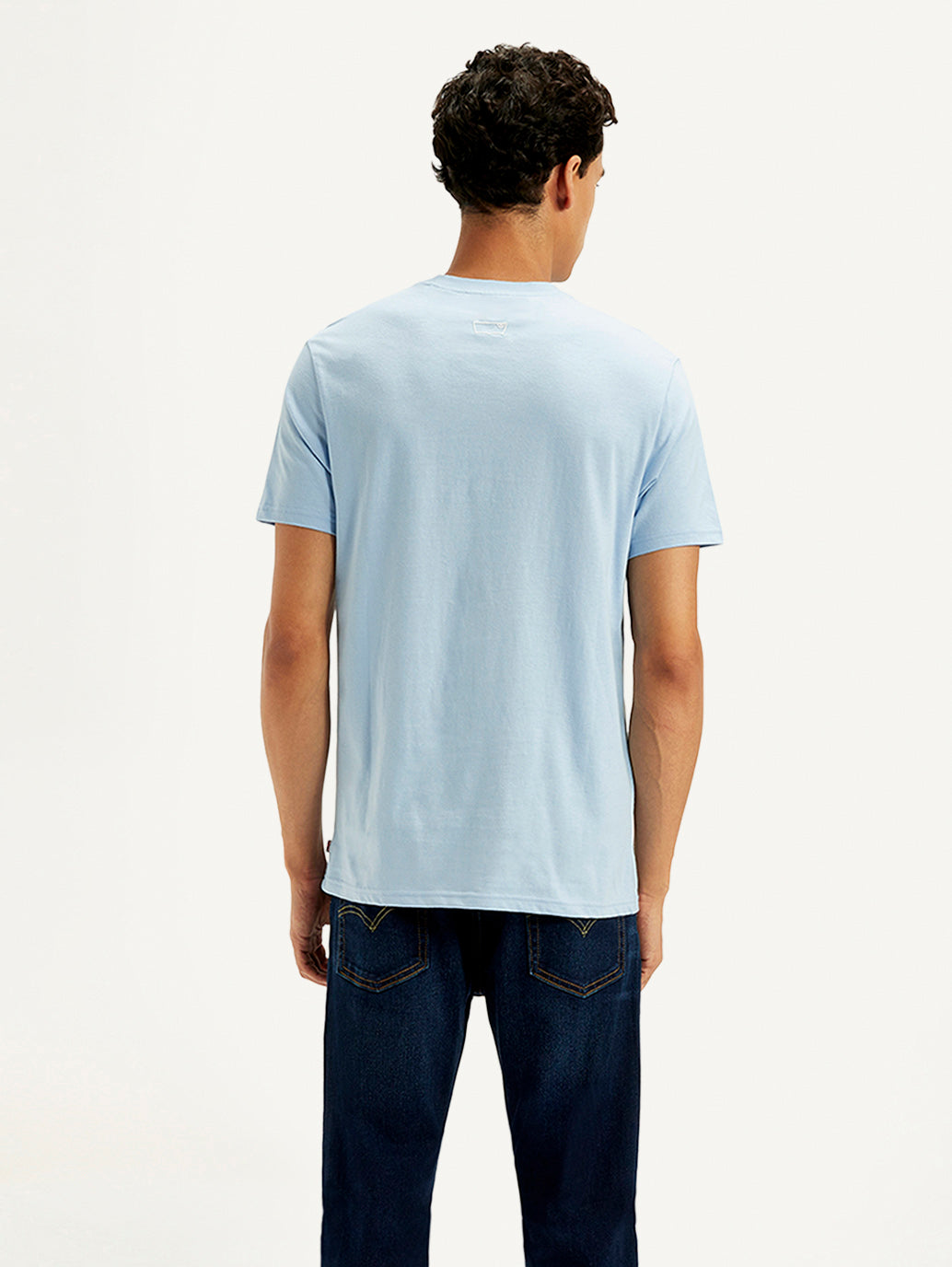 Men's Solid Round Neck T-Shirt - Back View