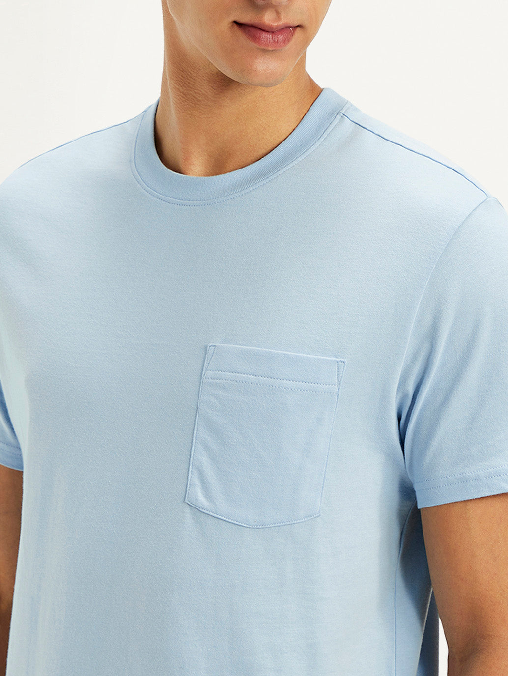 Men's Solid Round Neck T-Shirt - Detail View