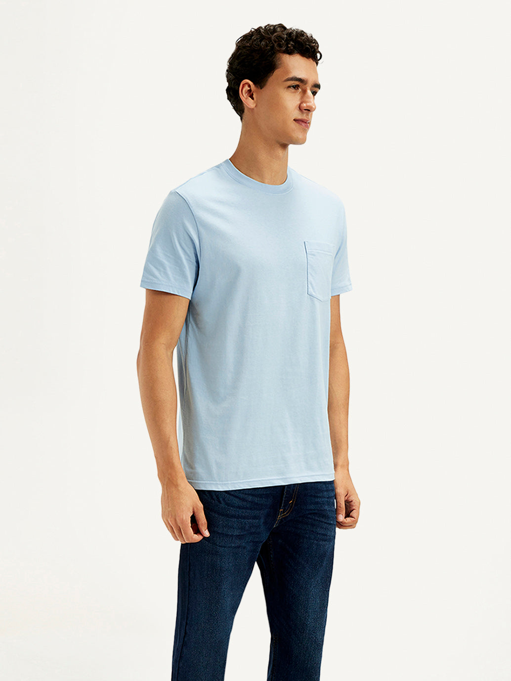 Men's Solid Round Neck T-Shirt - Side View