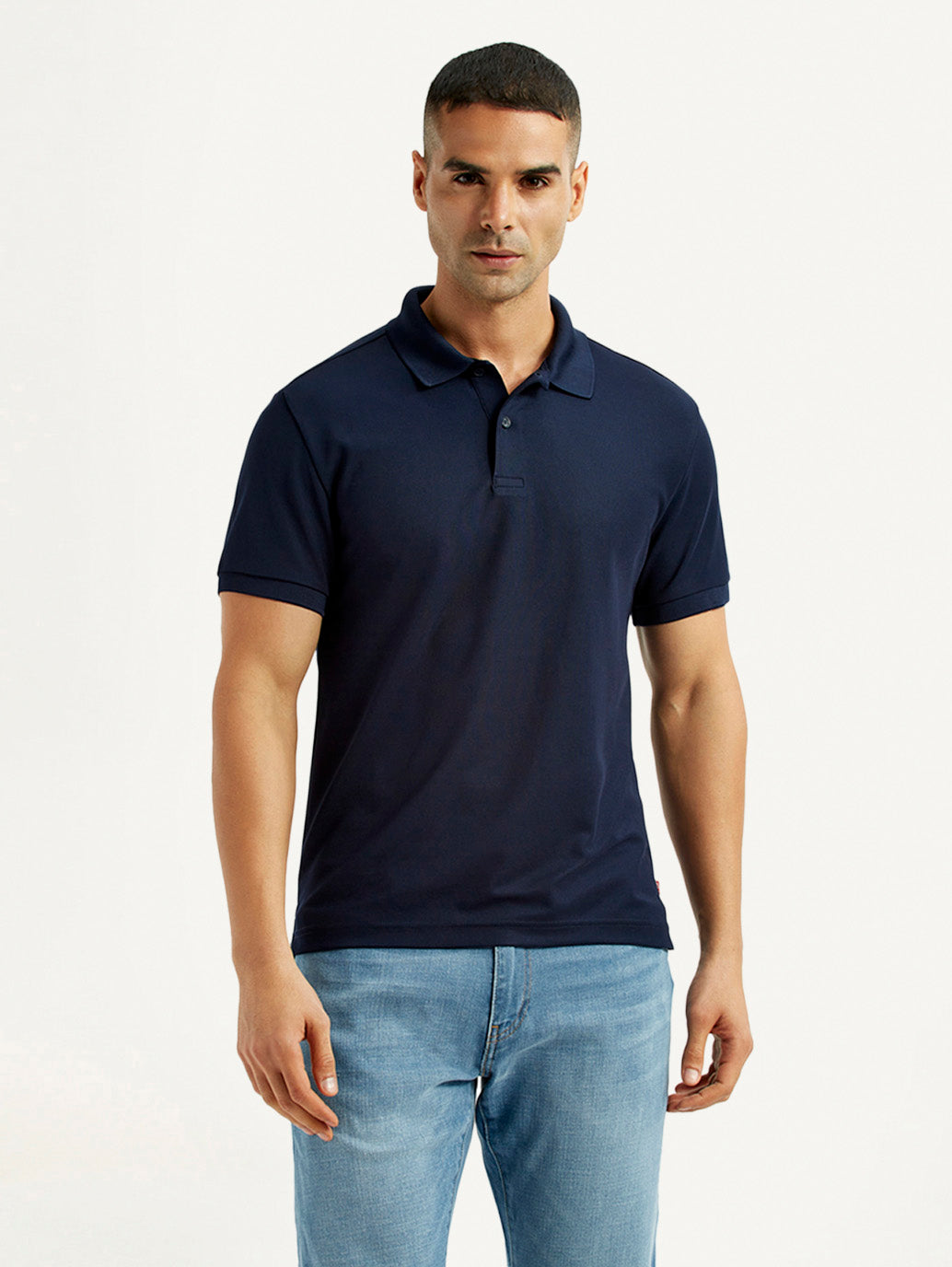 Men's Solid Navy Blue Polo T-Shirt