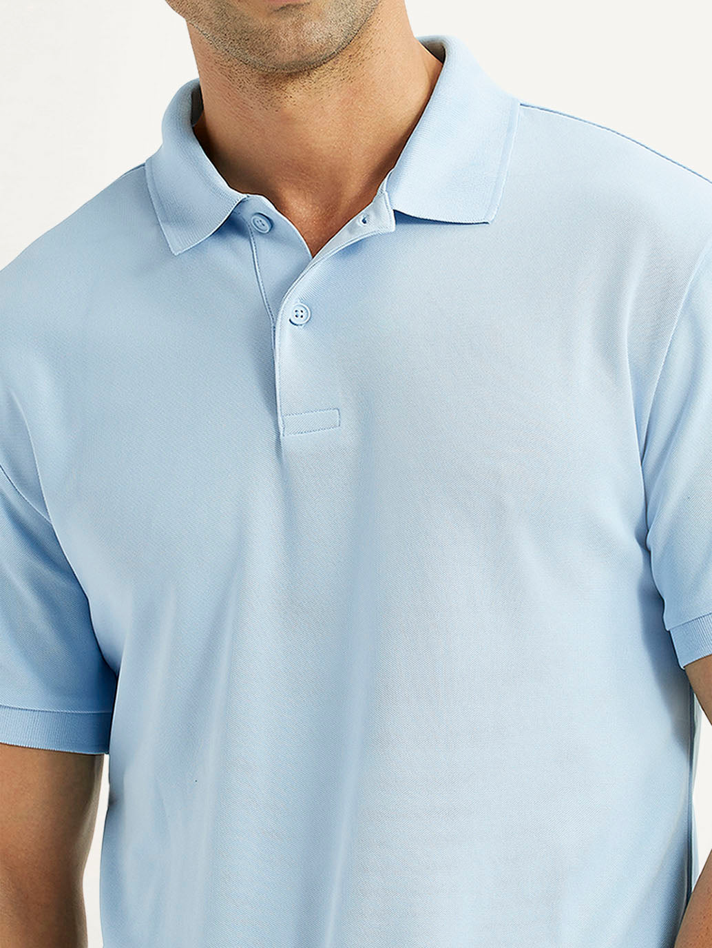 Men's Solid Light Blue Polo T-Shirt - 6a518ba9-94cf-457a-a934-11c7d133854b View