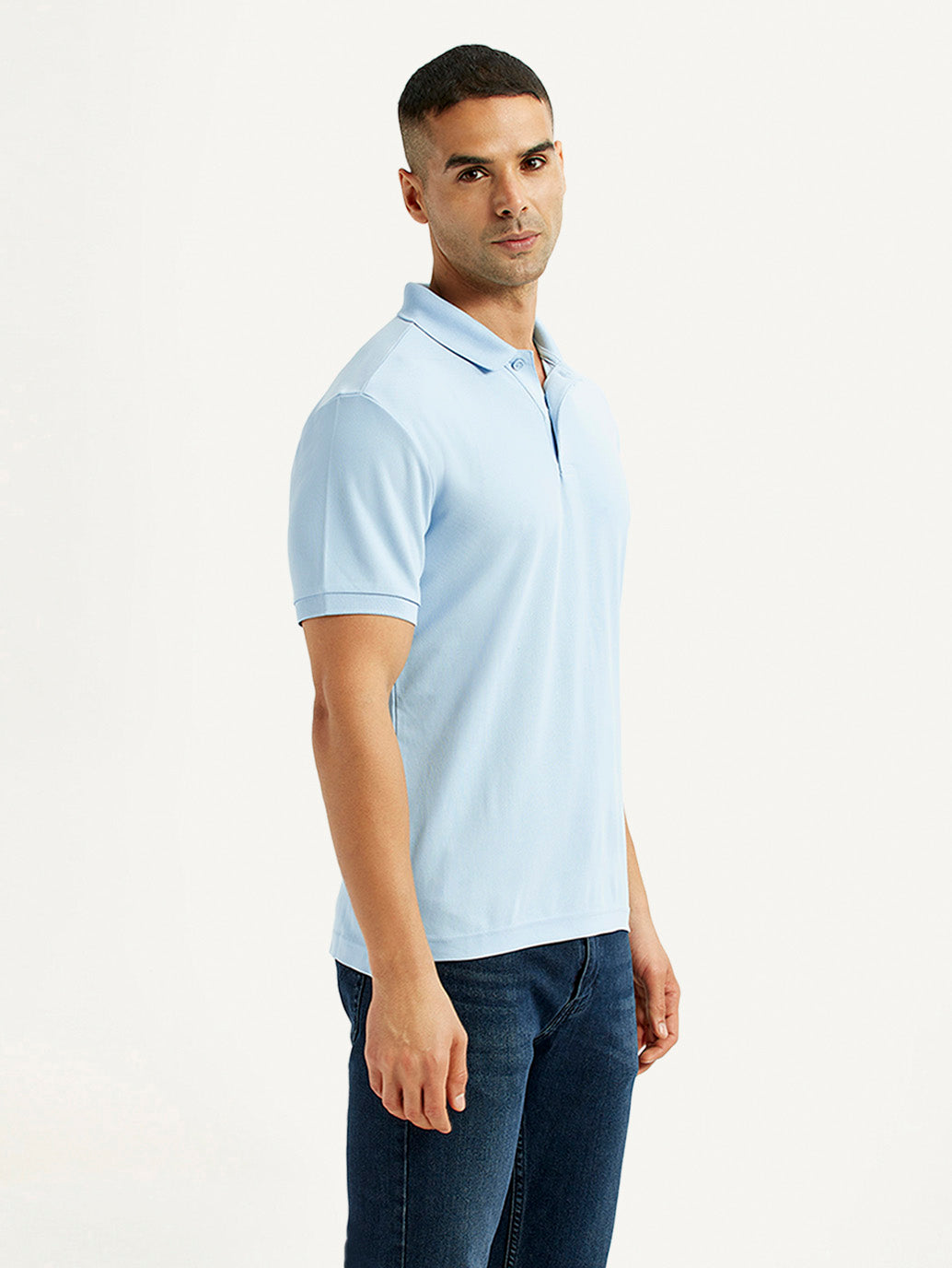 Men's Solid Light Blue Polo T-Shirt - 4c52ef49-a2a0-4e62-b280-f4dda3f324b0 View