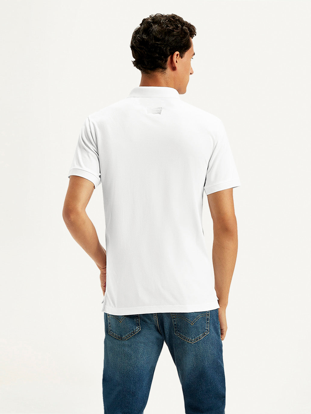 Men's Solid White Polo T-Shirt - Back View