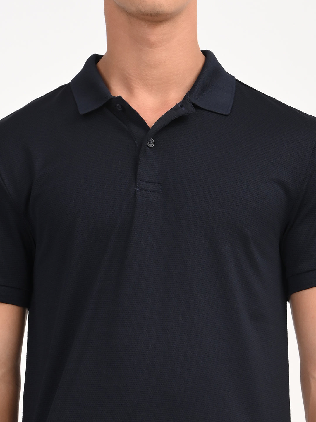 Men's Solid Black Polo T-Shirt - deatil View