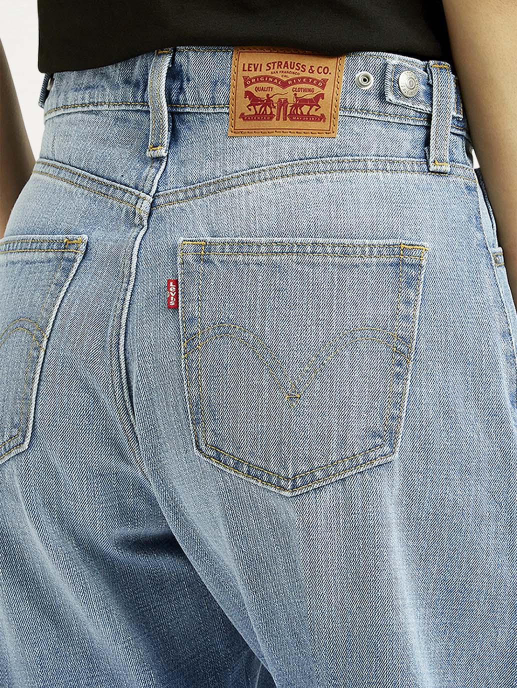 Women's Cinch Light Blue Barrel Loose Fit Mid Rise Jeans - Detail View