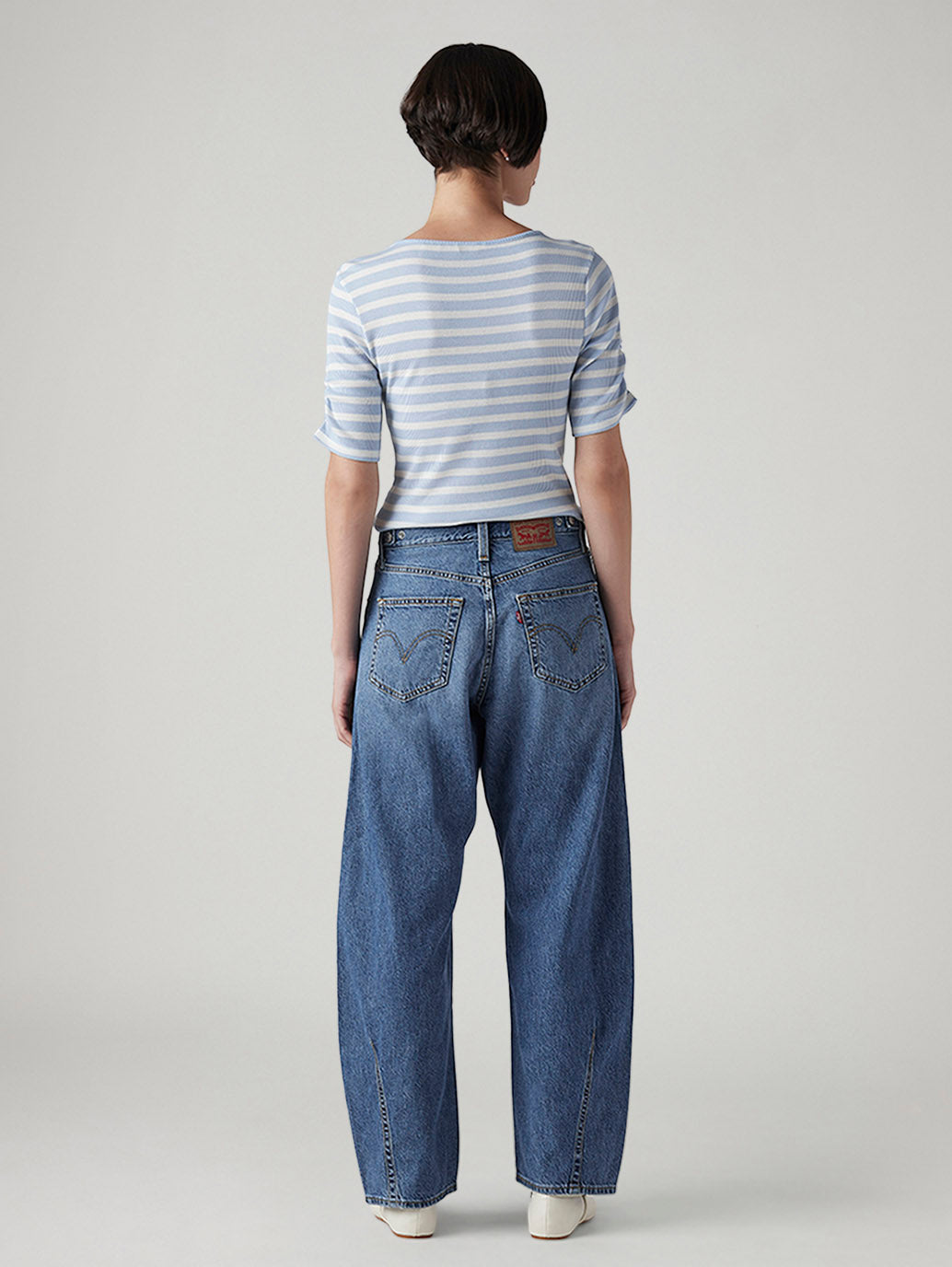 Women's Cinch Baggy Dad Barrel Loose Fit Mid Rise Jeans - Back View