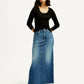 Women's Mid Rise Blue Regular Fit Skirt - Styleshot View