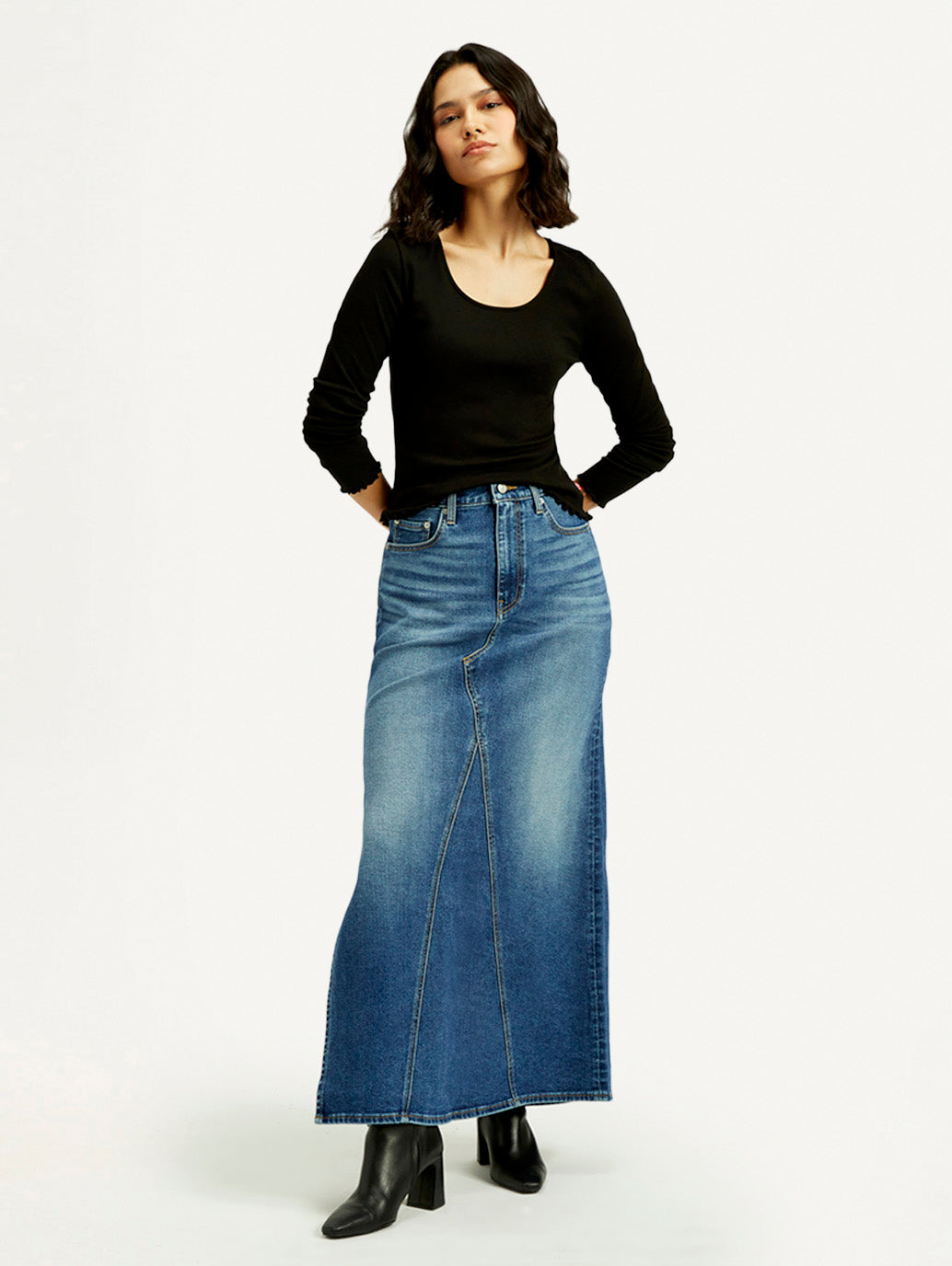 Women's Mid Rise Blue Regular Fit Skirt - Styleshot View