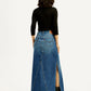 Women's Mid Rise Blue Regular Fit Skirt - Back View