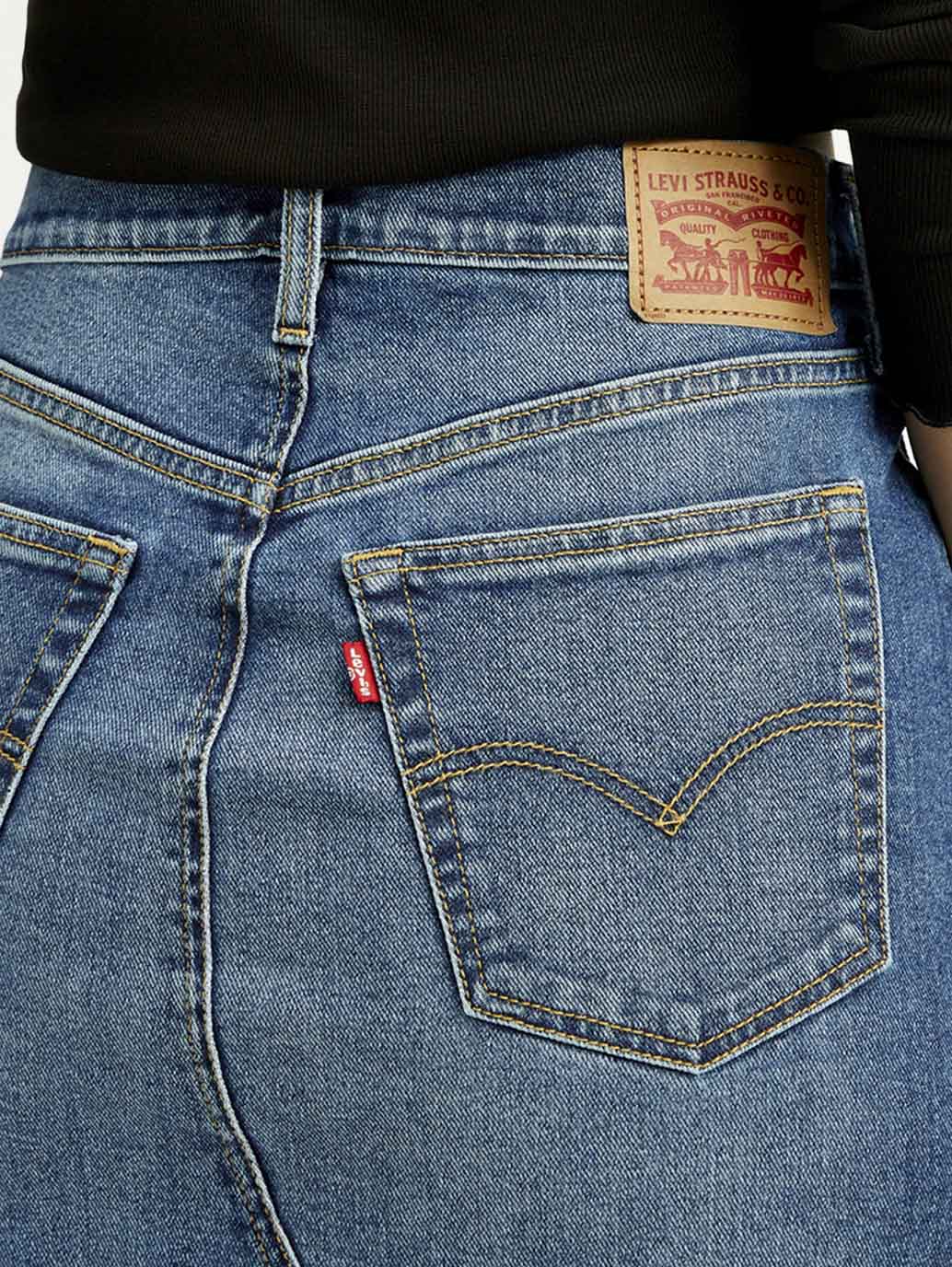 Women's Mid Rise Blue Regular Fit Skirt - Detail View