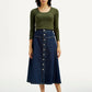 Women's Mid Rise Regular Fit Denim Skirt - Front View