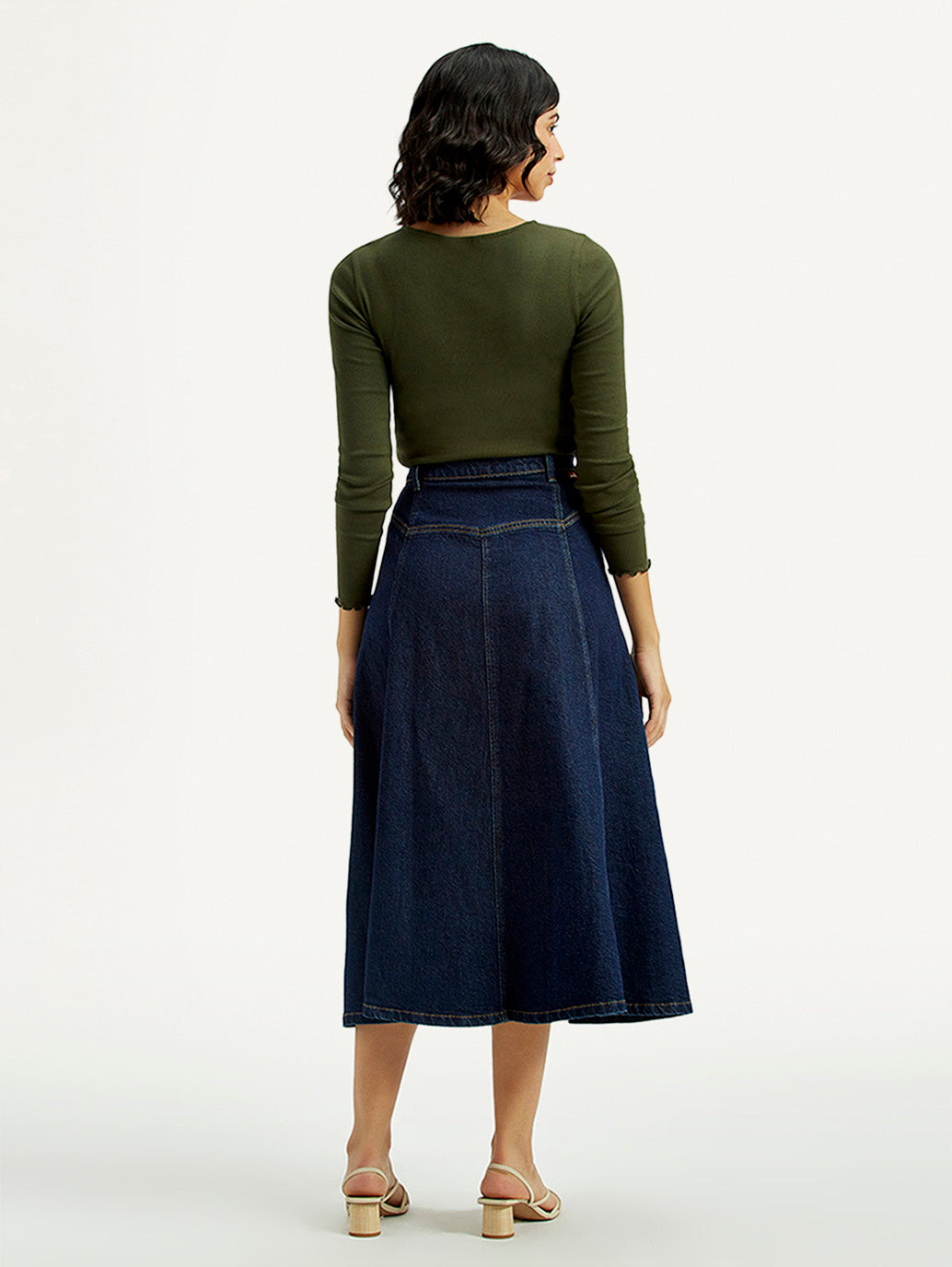 Women's Mid Rise Regular Fit Denim Skirt - Back View