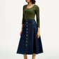 Women's Mid Rise Regular Fit Denim Skirt - Side View