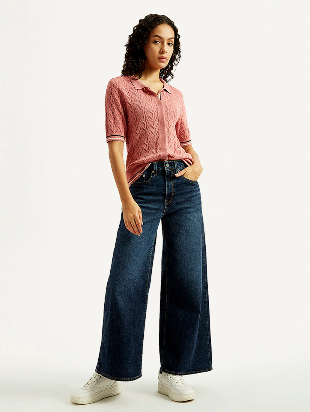 Women's 728 Dark Blue Flared Fit Mid Rise Jeans