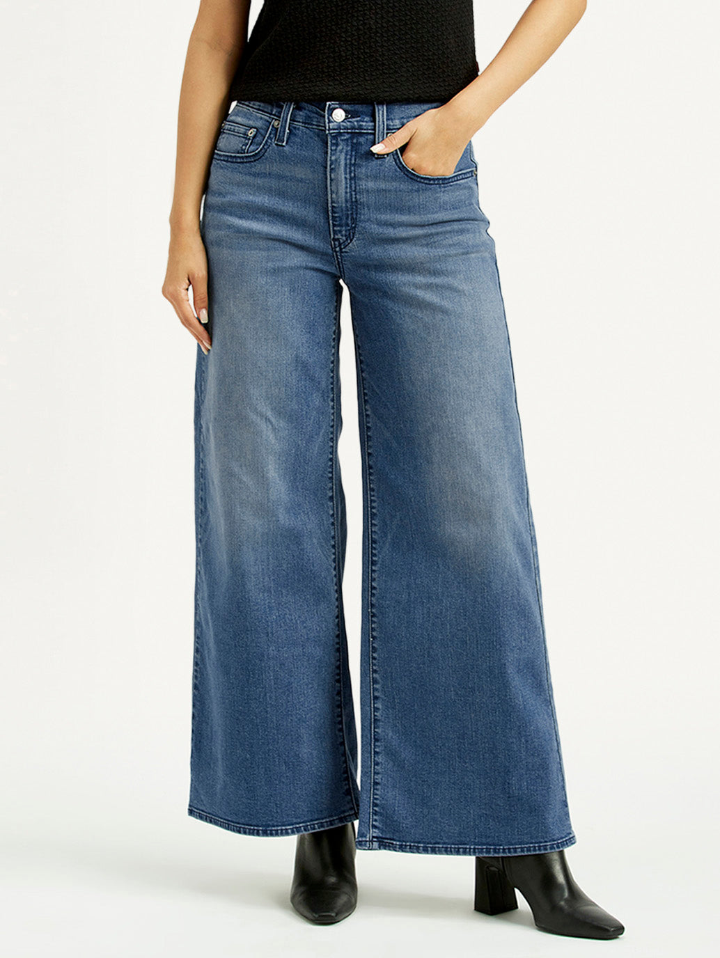 LURAKU】Semi-flared Rigid Denim LURAKU】Semi-flared Rigid