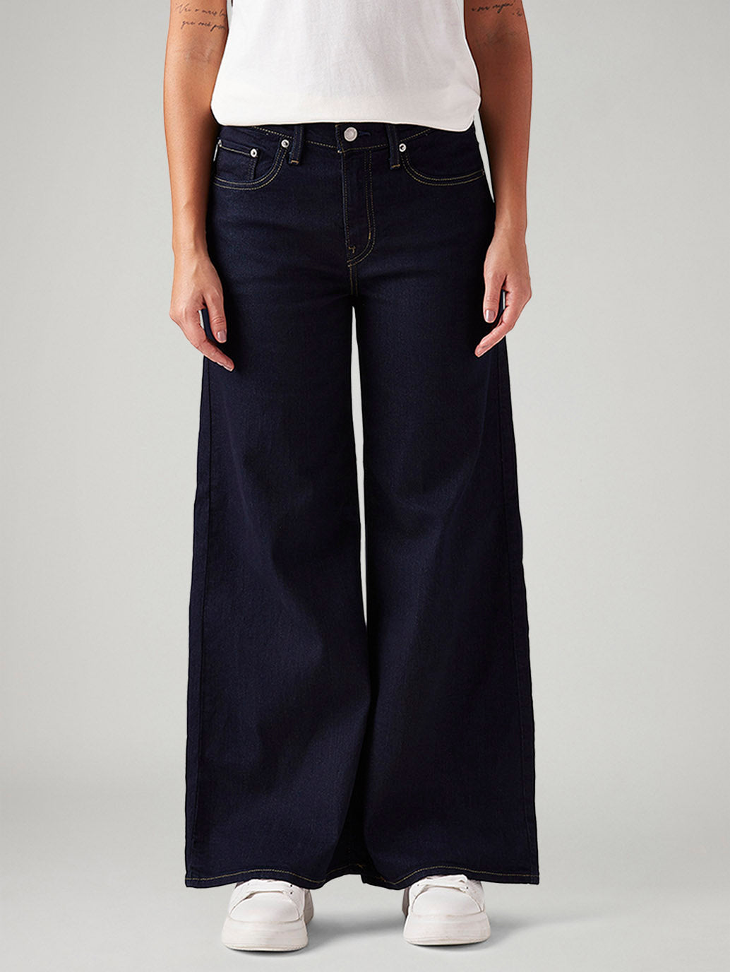 Women's 728 Dark Blue Wide Leg Fit High Rise Jeans - Front View
