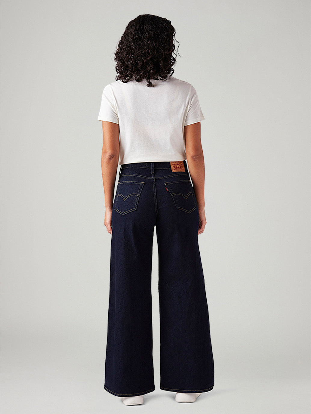 Women's 728 Dark Blue Wide Leg Fit High Rise Jeans - Back View
