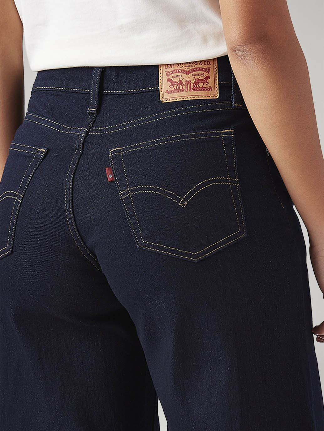 Women's 728 Dark Blue Wide Leg Fit High Rise Jeans - Detail View