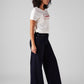 Women's 728 Dark Blue Wide Leg Fit High Rise Jeans - Side View