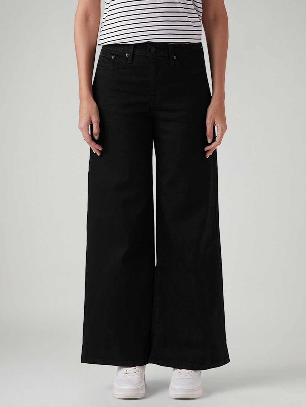 Women's 728 Black Wide Leg Fit High Rise Jeans - Front View