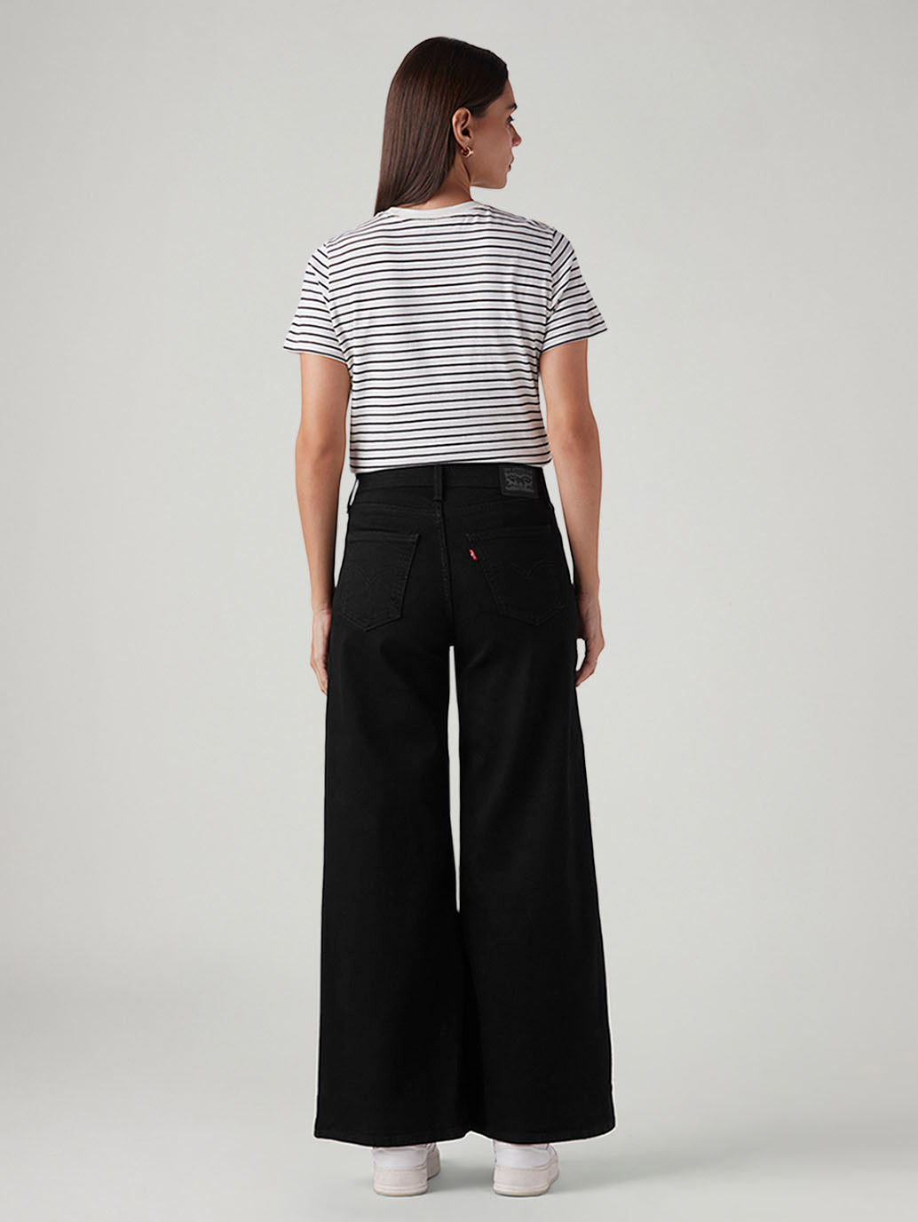 Women's 728 Black Wide Leg Fit High Rise Jeans - Back View