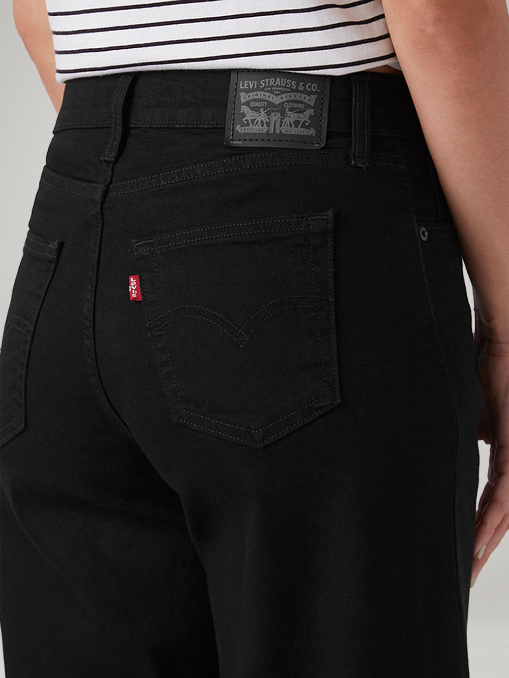 Women's 728 Black Wide Leg Fit High Rise Jeans - Detail View