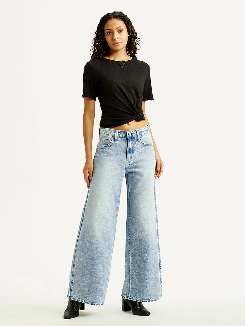 Women's 728 Light Indigo Wide Leg Fit Mid Rise Jeans