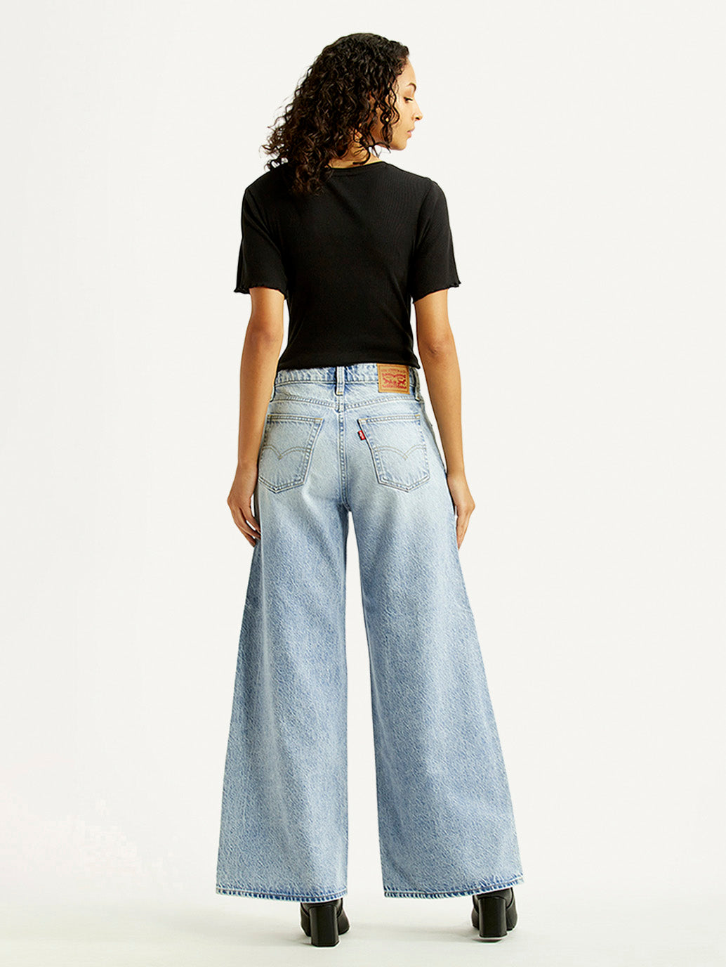 Women's 728 Light Indigo Wide Leg Fit Mid Rise Jeans - Back View