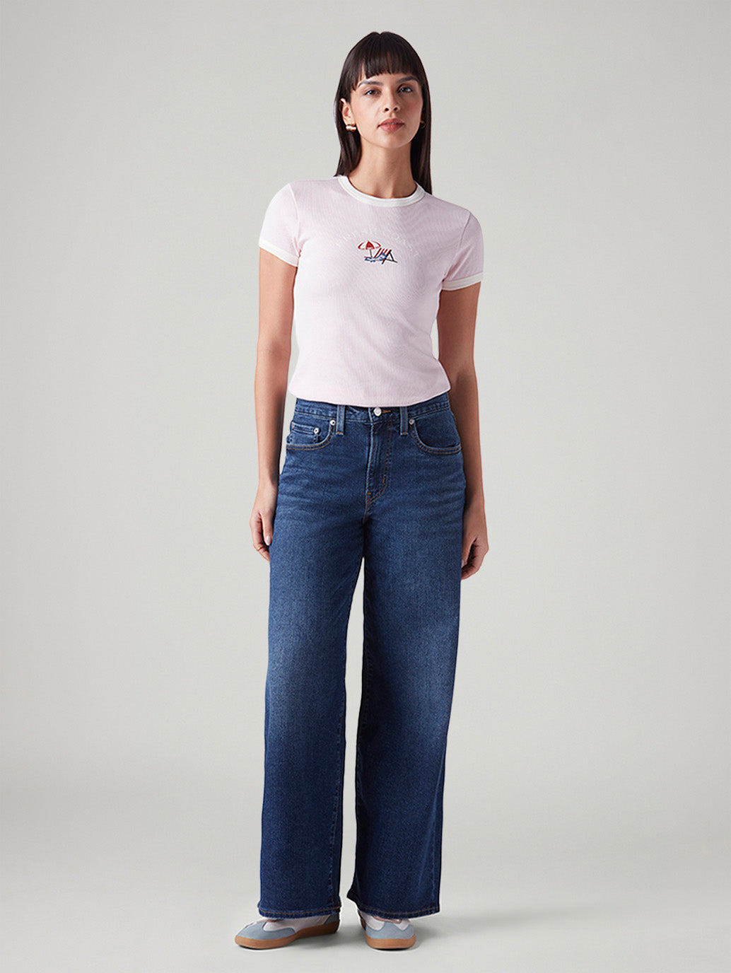 Women's 728 Blue Wide Leg Fit High Rise Jeans - Front View