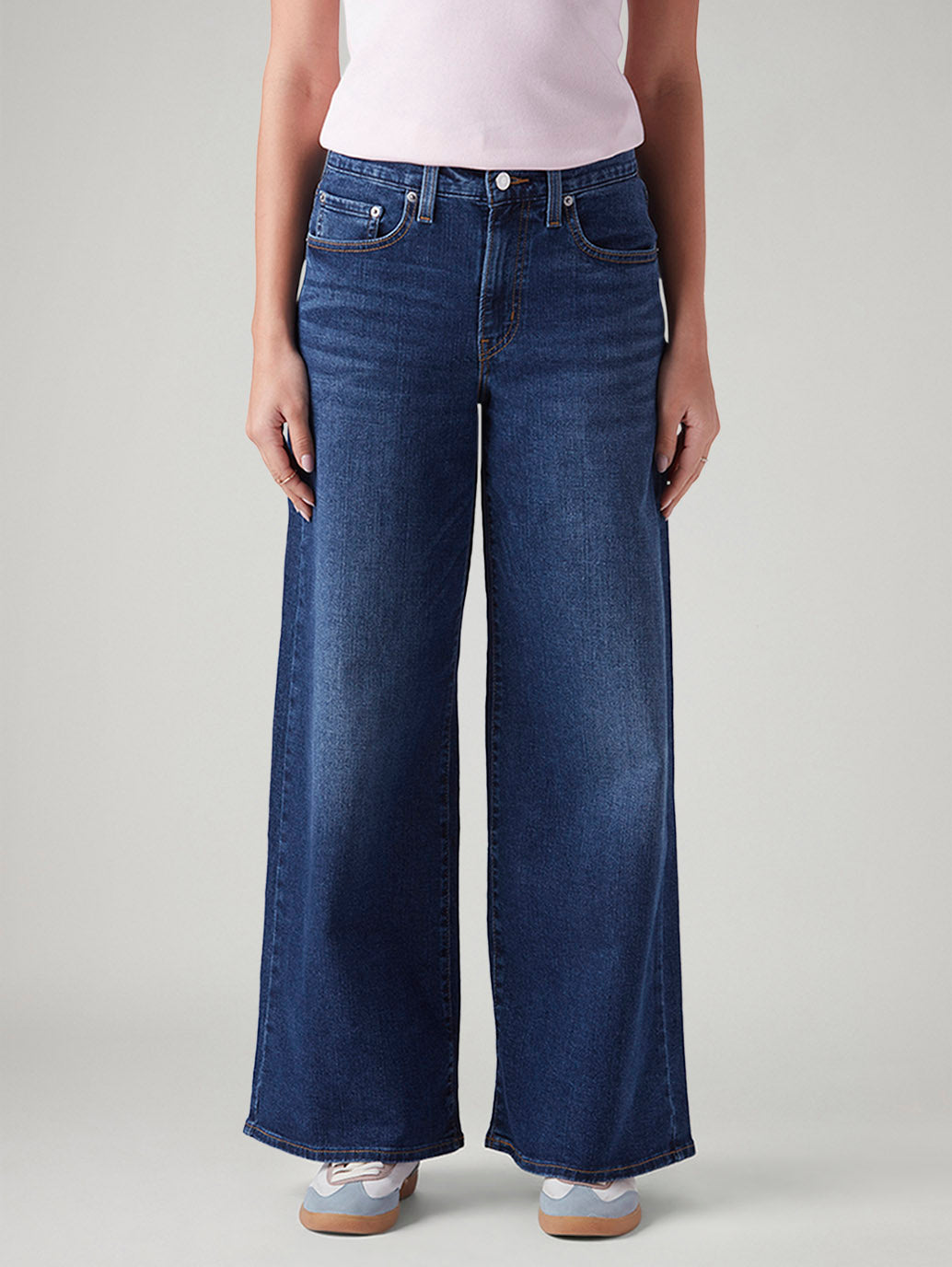 Women's 728 Blue Wide Leg Fit High Rise Jeans - Front View