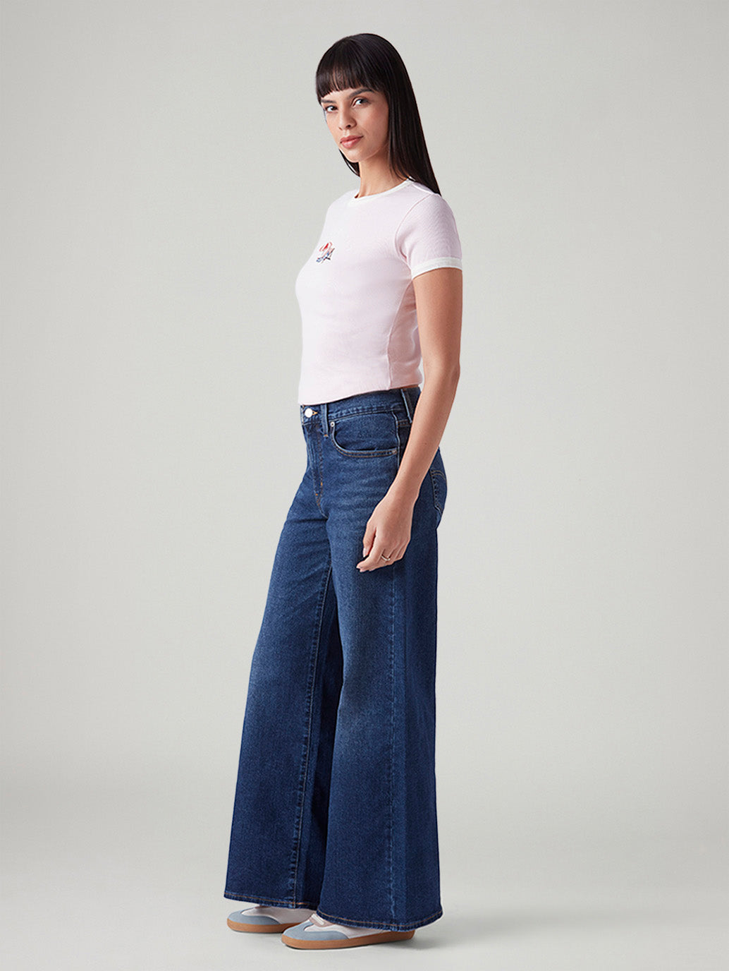 Women's 728 Blue Wide Leg Fit High Rise Jeans - Side View