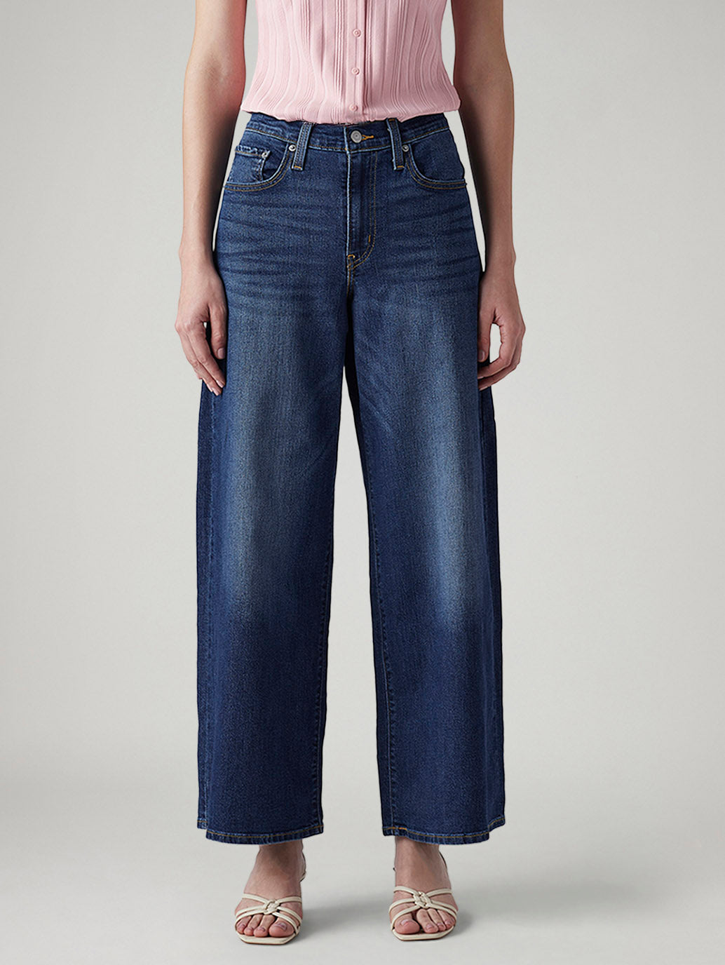Women's 728 Dark Indigo Wide Leg Fit High Rise Jeans - Front View