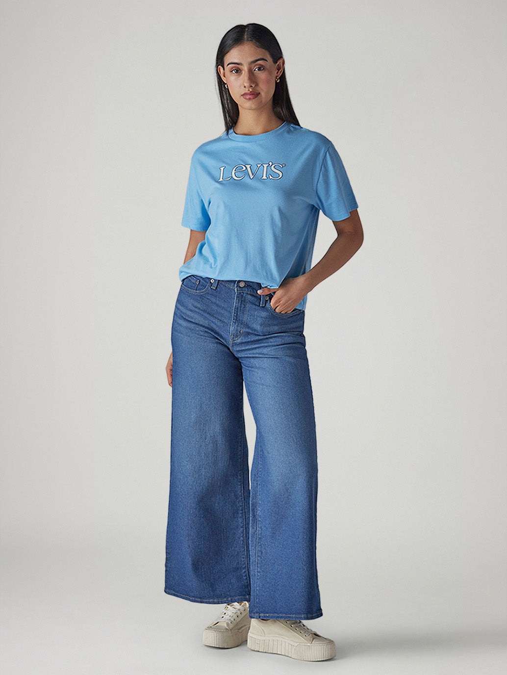 Women's 728 Blue Wide Leg Fit High Rise Jeans
