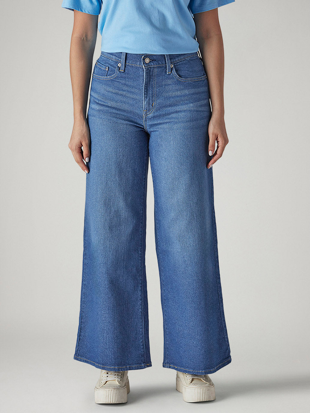 Women's 728 Blue Wide Leg Fit High Rise Jeans - Front View