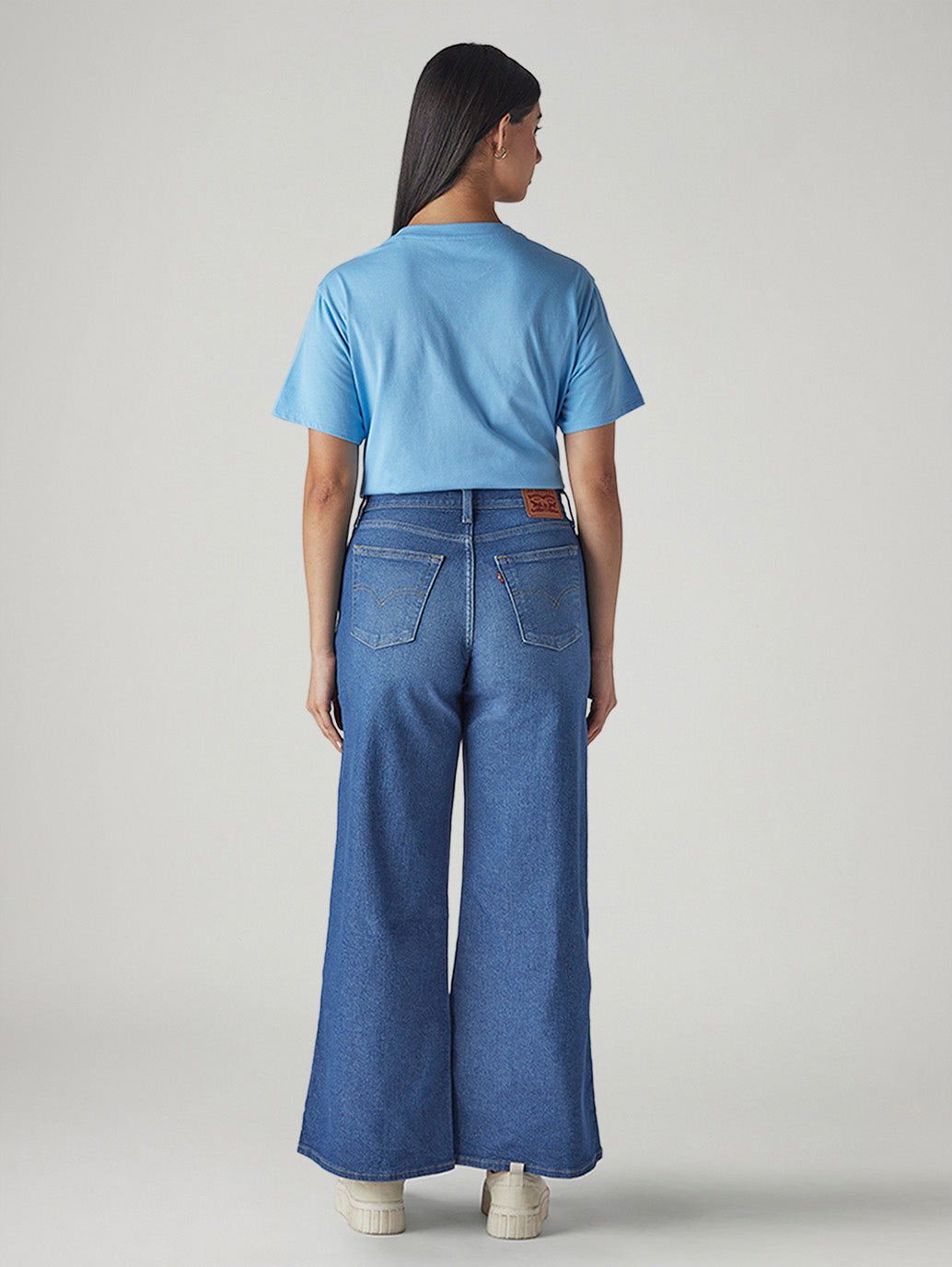 Women's 728 Blue Wide Leg Fit High Rise Jeans - Back View