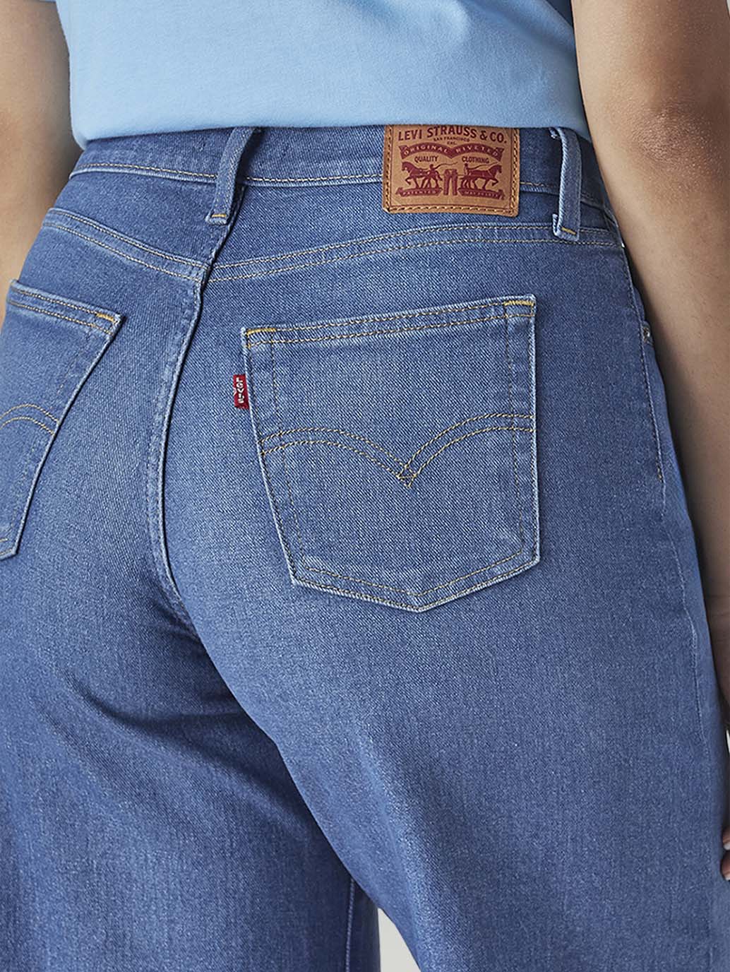 Women's 728 Blue Wide Leg Fit High Rise Jeans - Detail View