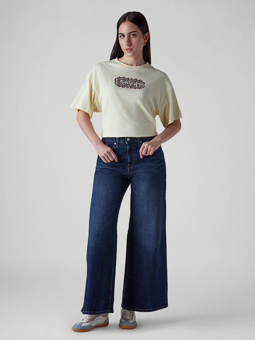 Women's 728 Dark Indigo Wide Leg Fit High Rise Jeans - Front View