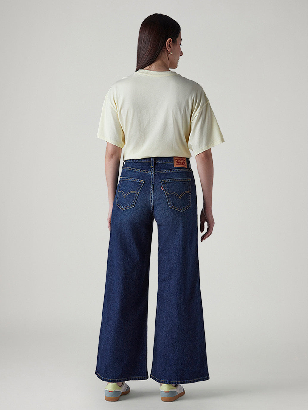 Women's 728 Dark Indigo Wide Leg Fit High Rise Jeans - Back View