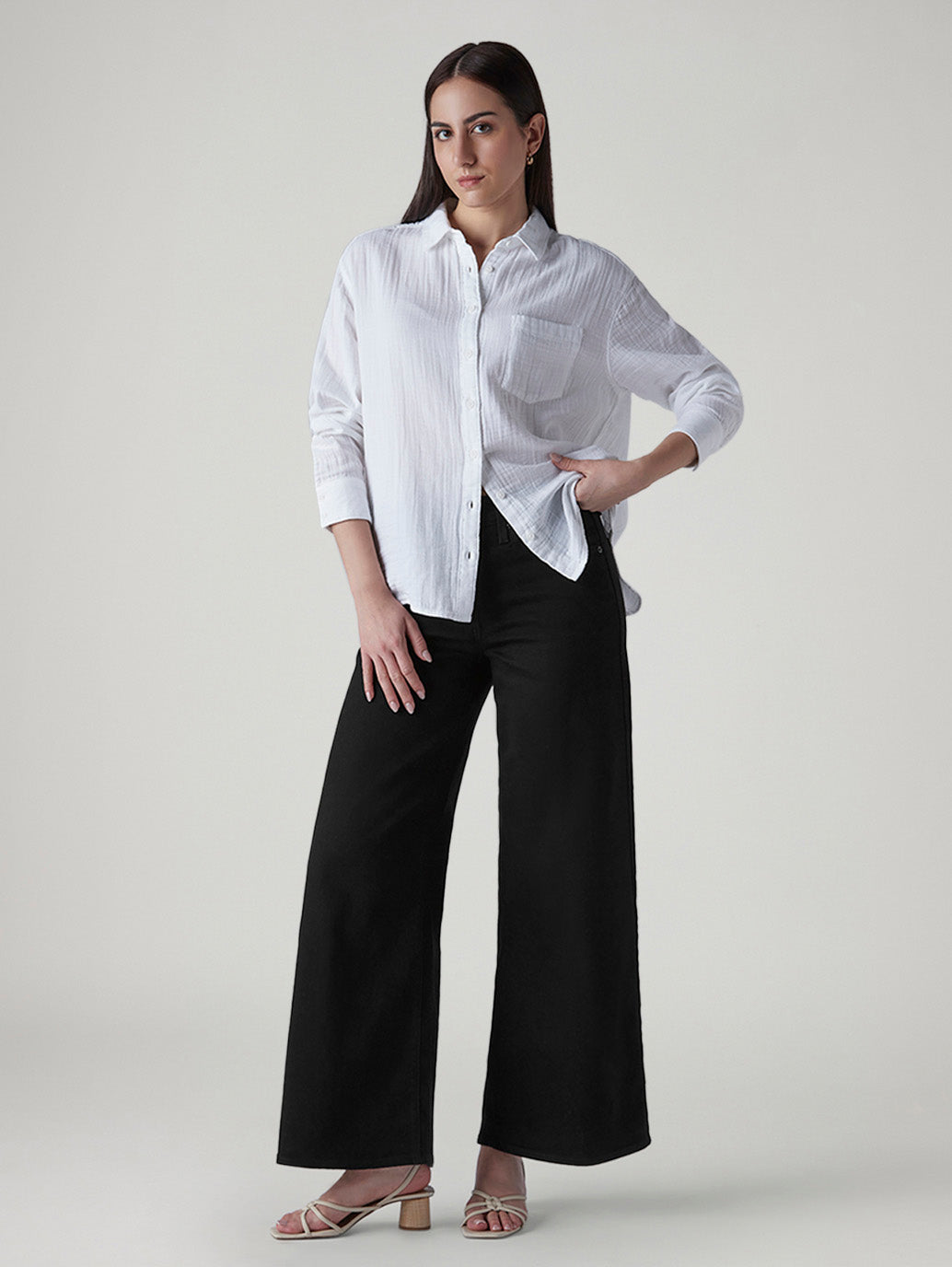 Women's 728 Black Wide Leg Fit High Rise Jeans