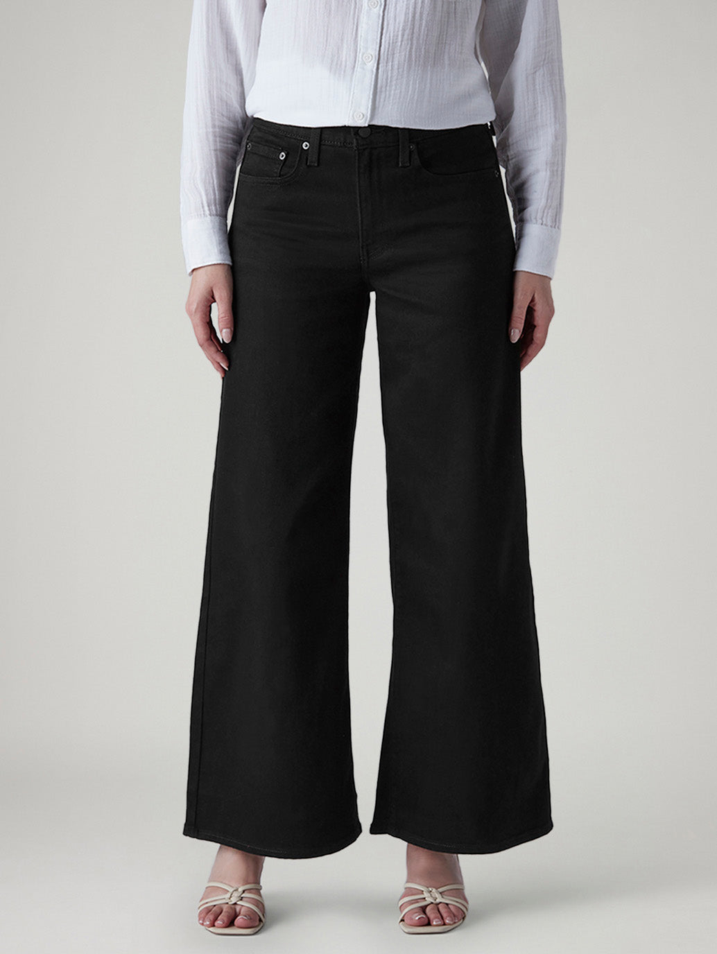 Women's 728 Black Wide Leg Fit High Rise Jeans - Front View
