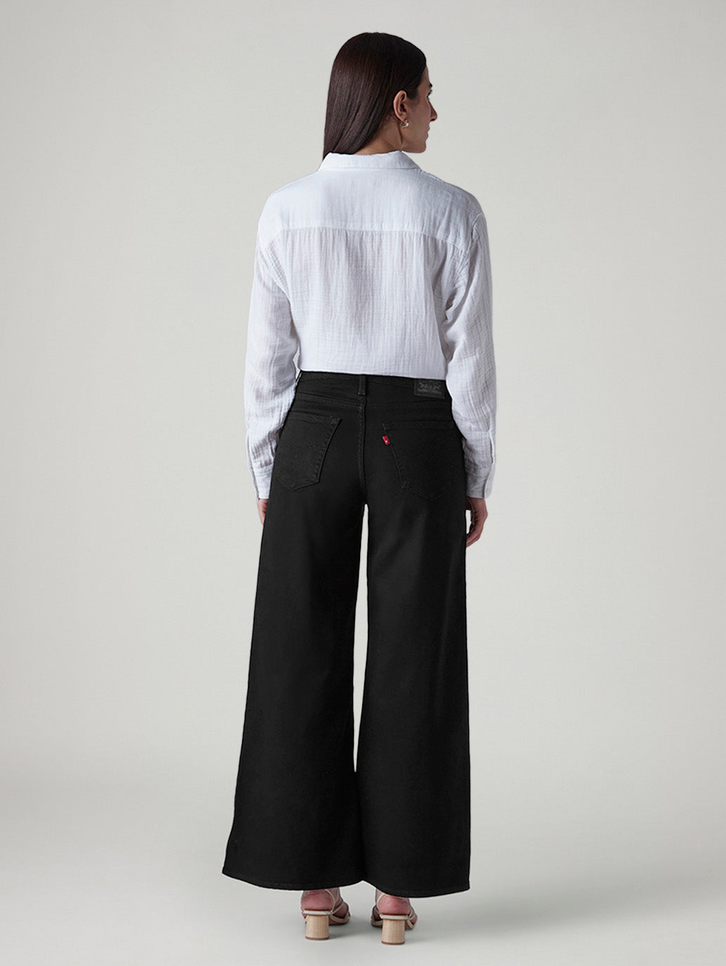 Women's 728 Black Wide Leg Fit High Rise Jeans - Back View