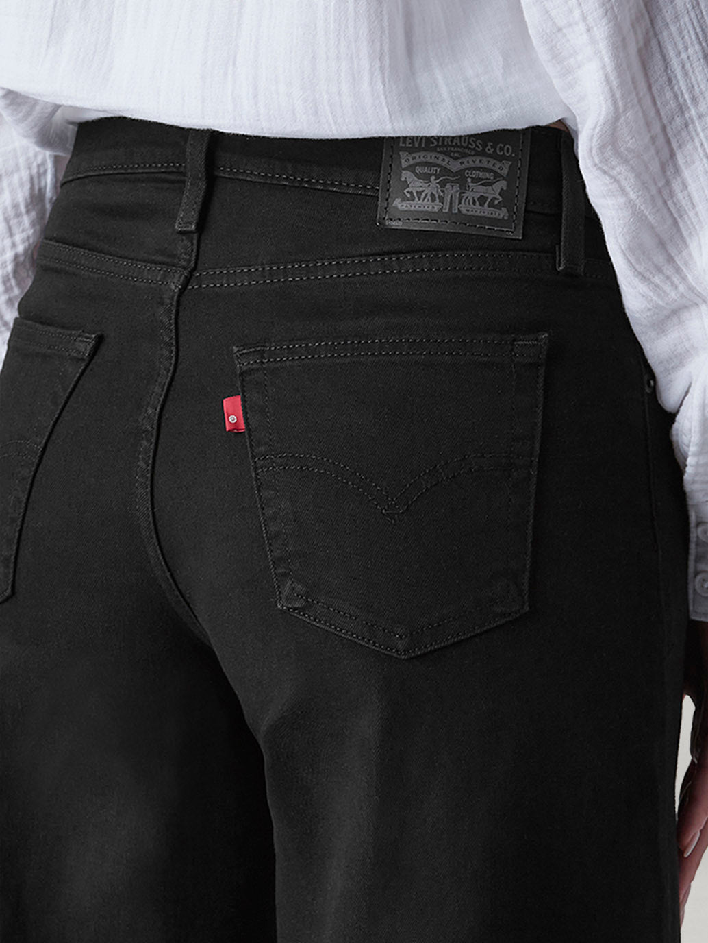 Women's 728 Black Wide Leg Fit High Rise Jeans - Detail View