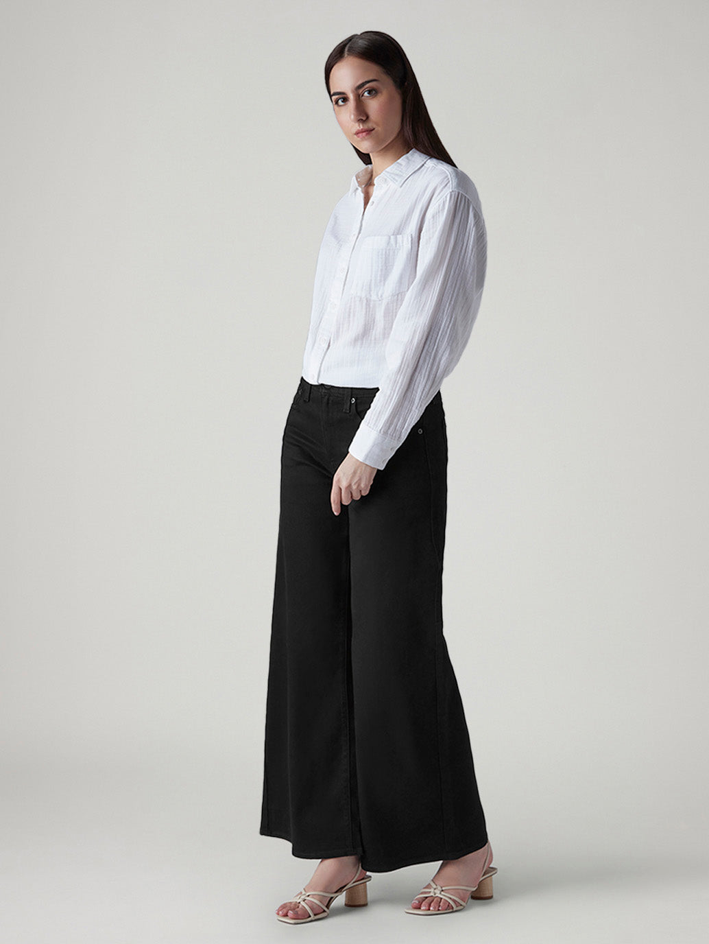 Women's 728 Black Wide Leg Fit High Rise Jeans - Side View