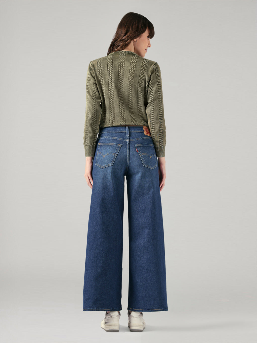 Women's 728 Dark Blue Wide Leg Fit High Rise Jeans - Back View