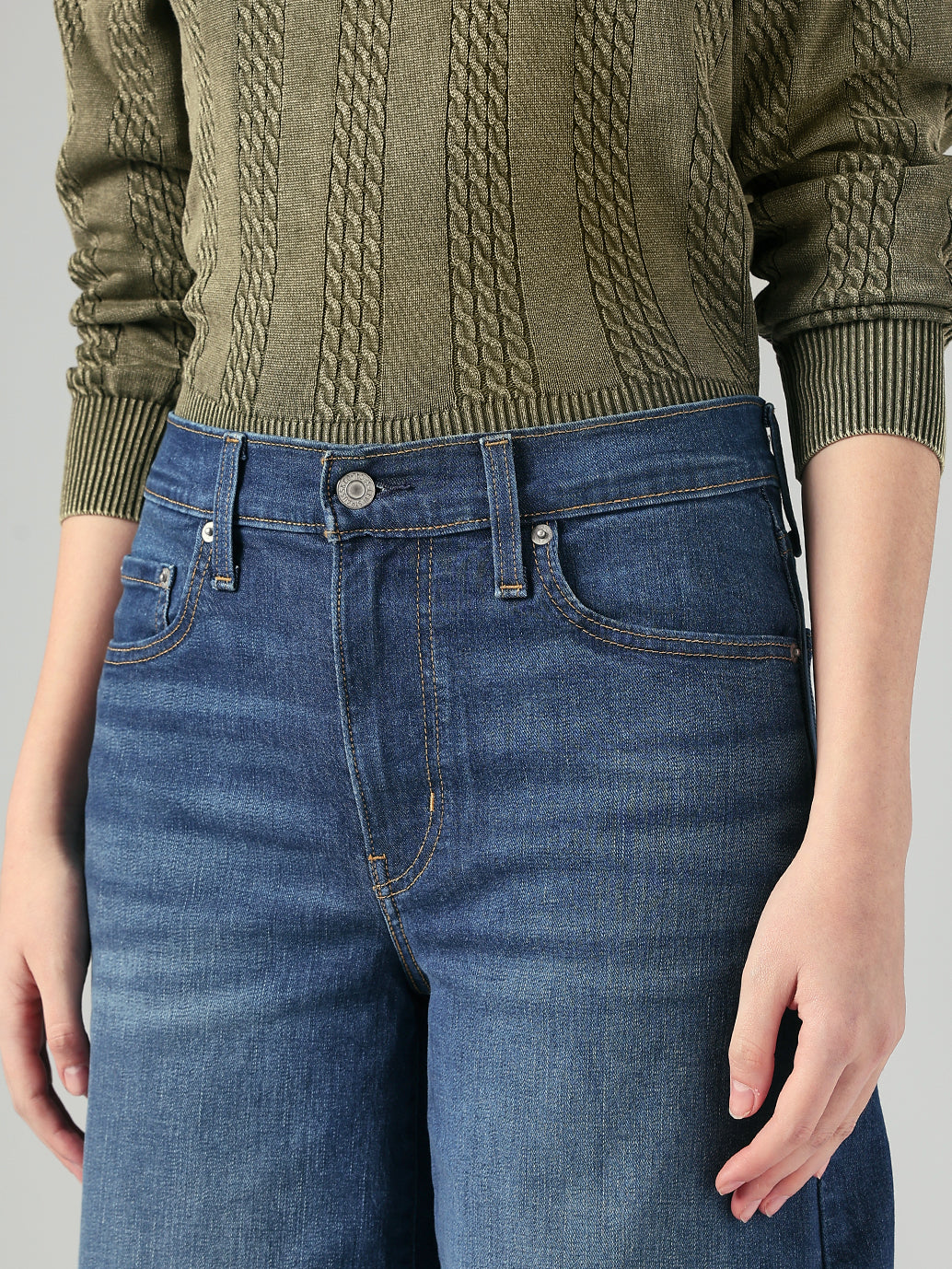 Women's 728 Dark Blue Wide Leg Fit High Rise Jeans - 20 View