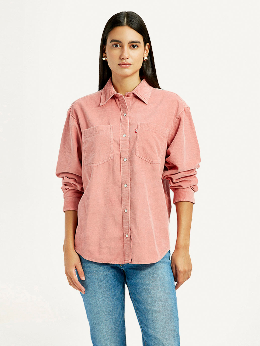Women's Solid Pink Regular Fit Shirt - Front View