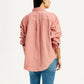 Women's Solid Pink Regular Fit Shirt - Back View
