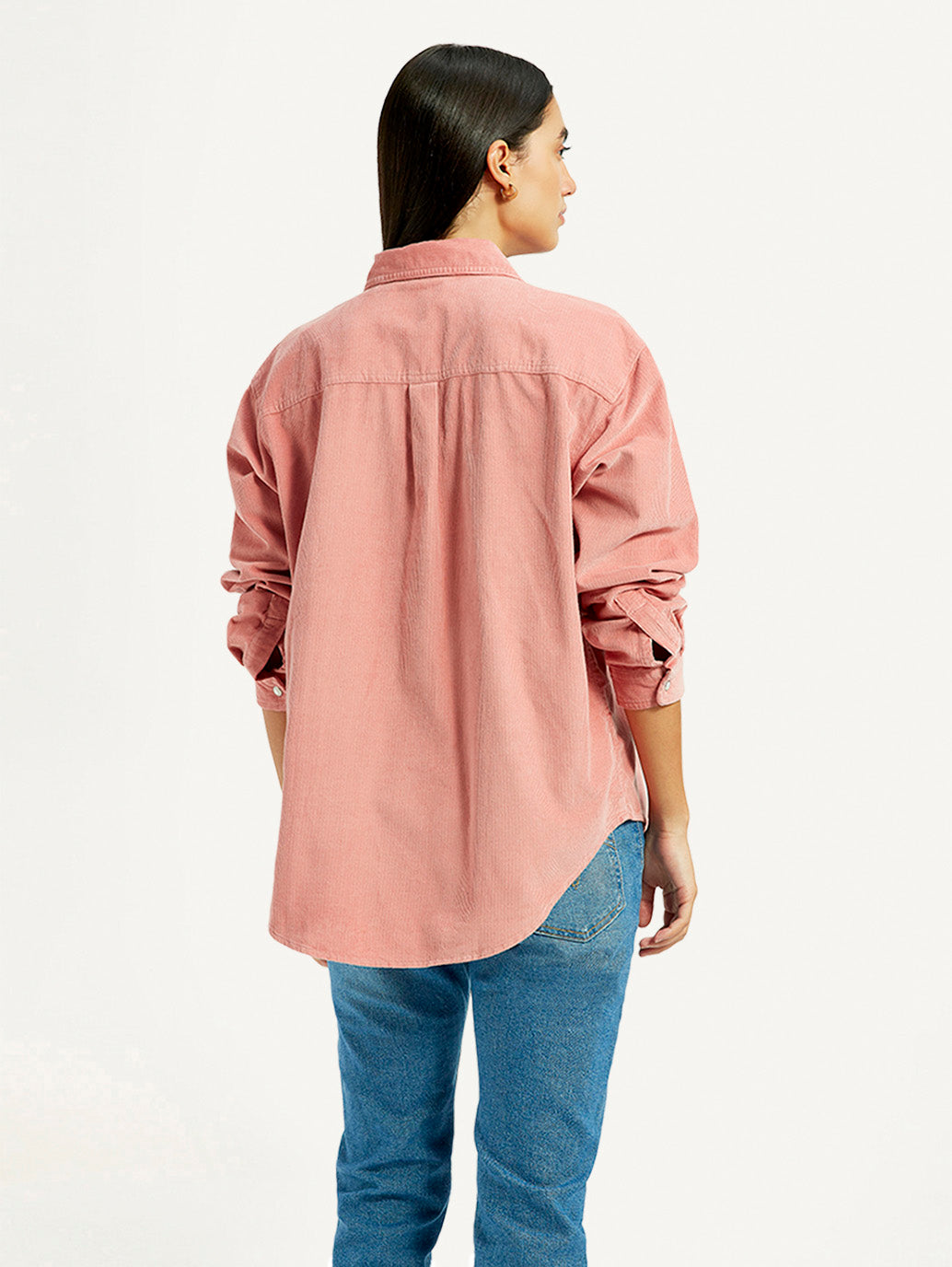 Women's Solid Pink Regular Fit Shirt - Back View