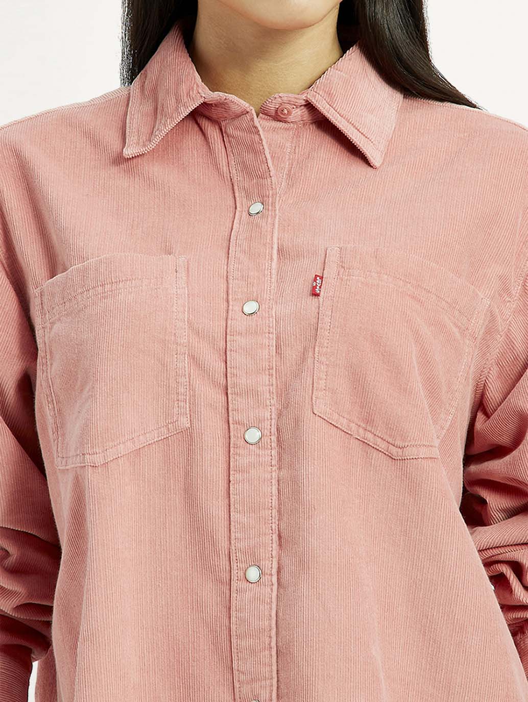 Women's Solid Pink Regular Fit Shirt - Detail View